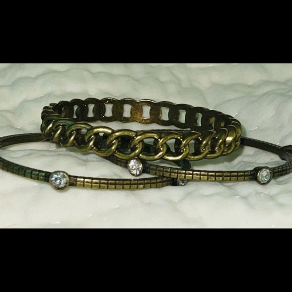Vintage RJ Graziano brass bangle bracelets with Crystals 7 1/2 to 8" - Picture 4 of 5